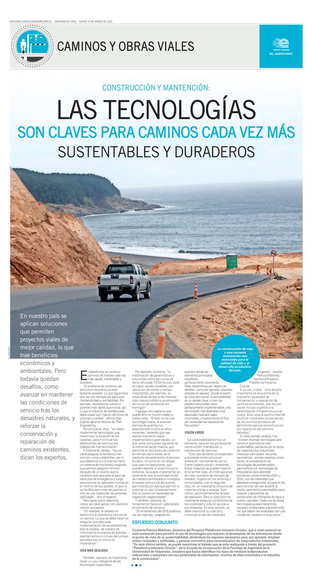 TNAengineering's tweet image. Las #tecnologías son claves para caminos cada vez más #sustentables y duraderos. Nuestro gerente técnico, Max Caprile, entregó su opinión en artículo publicado hoy en @ElMercurio_cl

Puedes leerlo aquí: ow.ly/8Fpk50yJXWp

#TNA #puentes #caminos #obrasviales