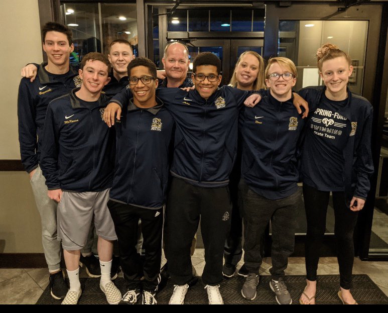SFswimdive's tweet photo. Today was the last day of states! The boys 400 free relay of Baganski, McKenna, Cory Laing and Andrew Cubbler placed 26th, Baganski swam the 100 free in 47.90 to place 23rd, and Luke McKenna placed 31 in the 500 with a 4:47.78. Congrats to everyone on a great high school season! https://t.co/qx0jLshGSf