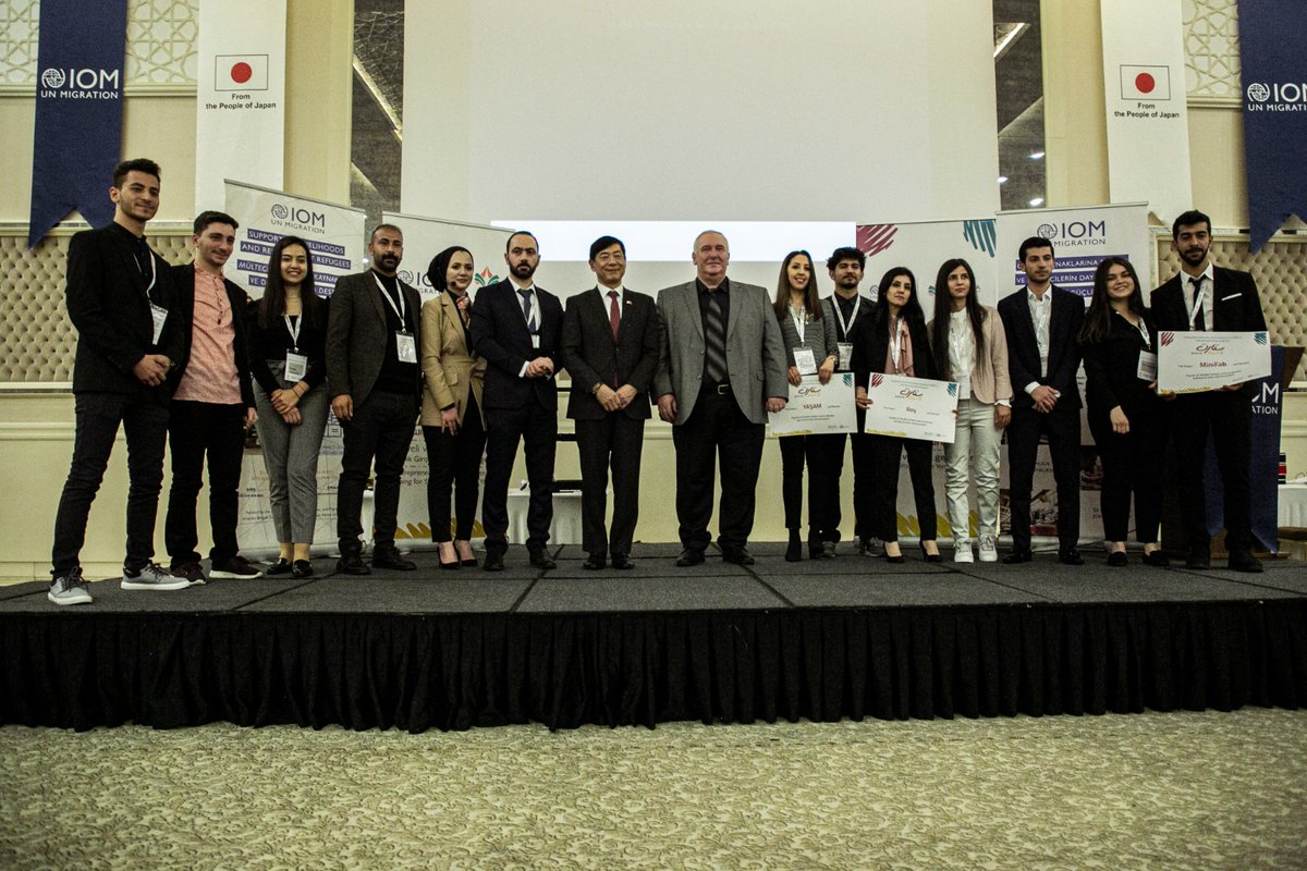 IOMTurkiye's tweet photo. 12 young entrepreneurs were honored today at the closing ceremony for the #Start5 Entrepreneurship program in #Gaziantep organized by IOM & Kudra. Japan Ambassador to Turkey and IOM Chief of Mission presented grants to the entrepreneurs to start their businesses. @JapanGov https://t.co/wp0L5wSCGL
