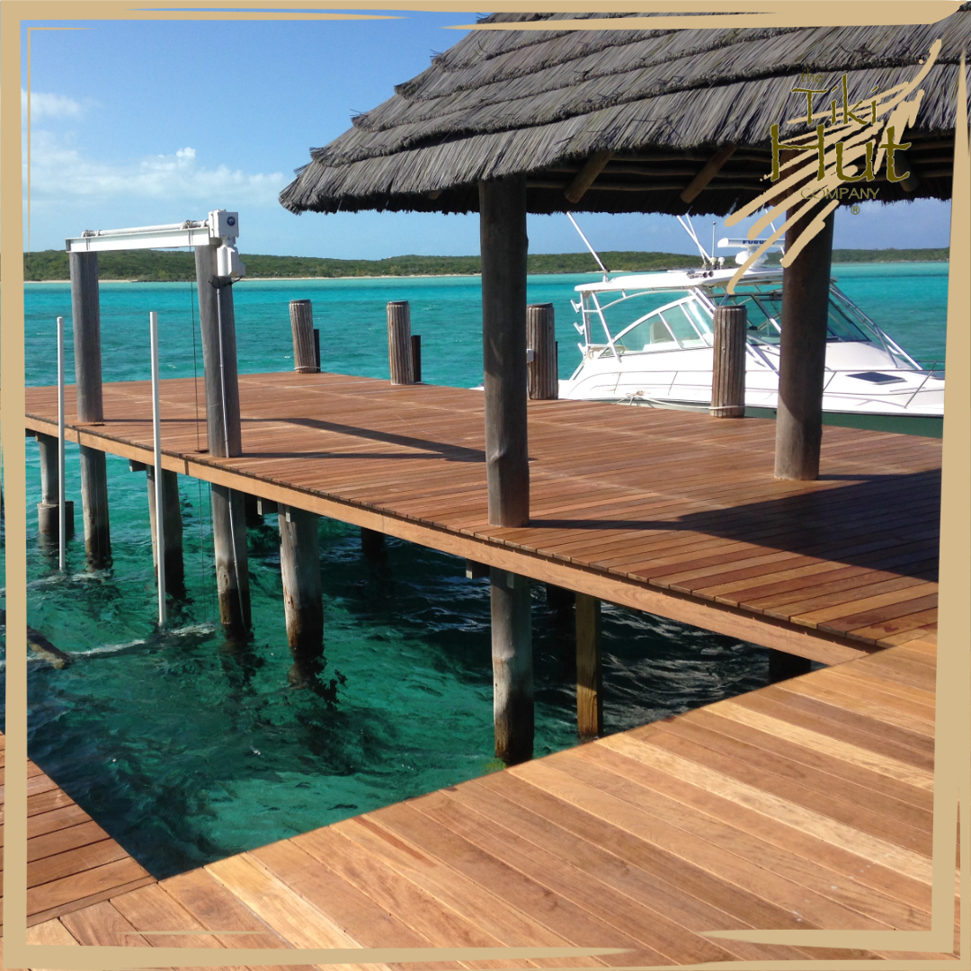 Want to improve your dock? Give us a call for a truly tropical experience. 407-456-1870 😍#thetikihutcompany #thetikihutco #TTHC #tiki #tikihut #hut #thatch #bahamas #dock #ipe