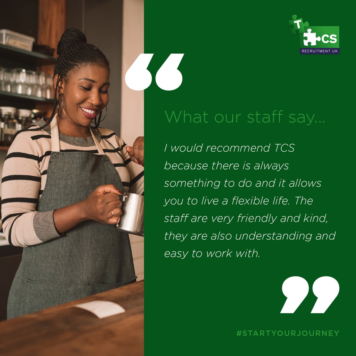 TCSRecruitment's tweet image. See what our staff have to say about being part of Team TCS. You can find out more about starting your journey with TCS, by visiting our website today. tcsrecruitment.co.uk

#StartYourJourney #TeamTCS #Jobs #StudentJobs #catering #recruitment