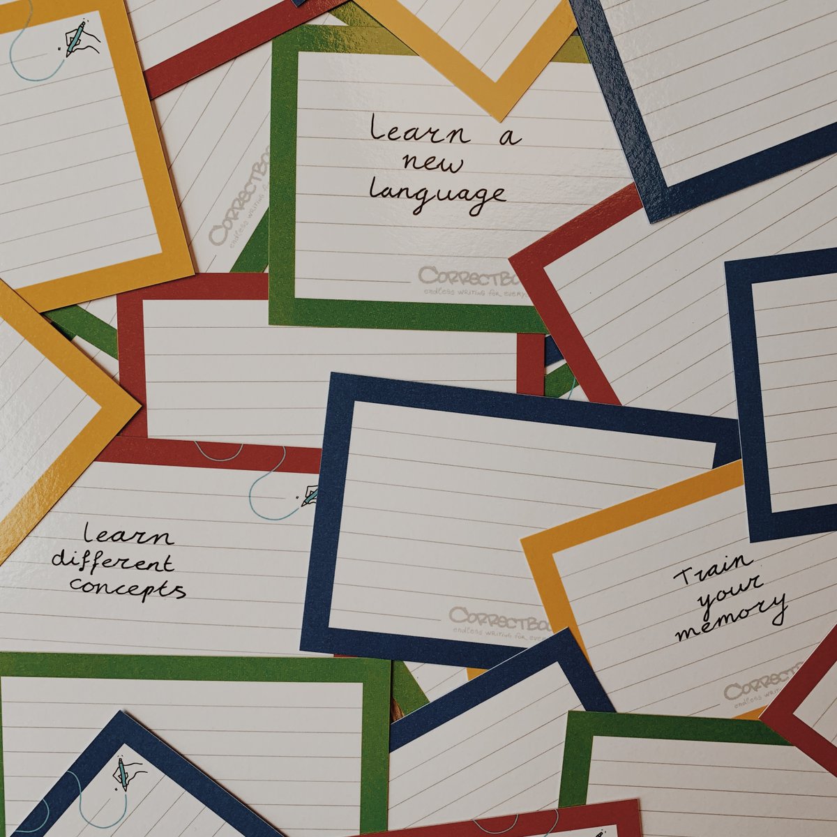 Correctbook presents her own reusable flashcards! 🤩 Two-sided cards which are perfect to use for learning via a question-and-answer format. Buy a box once and be able to learn every foreign language, difficult concept, or term you’ll ever want and need! 😃

#WeAreCorrectbook