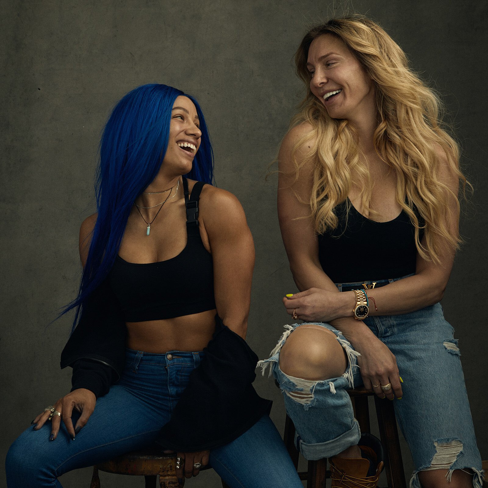 Charlotte Flair And The Myth Of The Difficult Woman 7 Sasha Banks and Charlotte Flair laugthing together