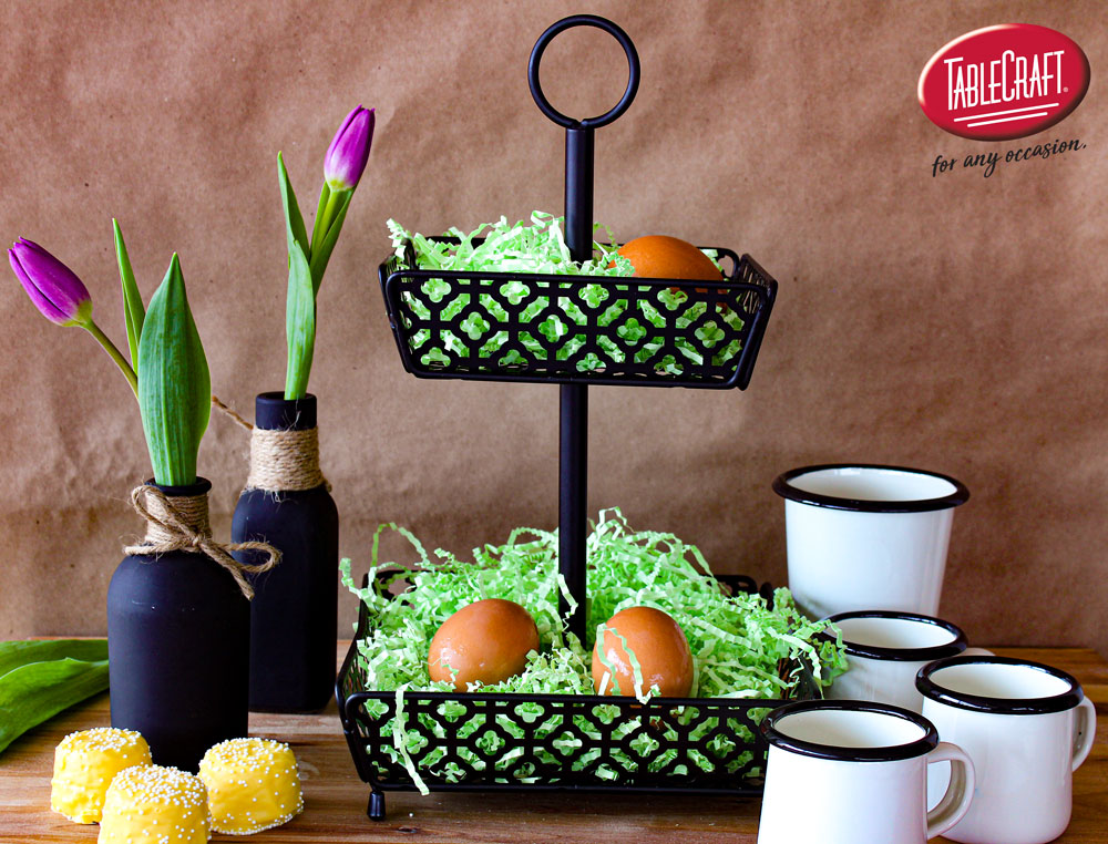 TableCraftHome's tweet image. Getting ready for Spring and an Easter feast? Our 2-tiered Farmhouse Fruit Basket (HFB2BK) makes an egg-cellent egg basket and table centerpiece. 

#FarmhouseCollection #SpringatTableCraft