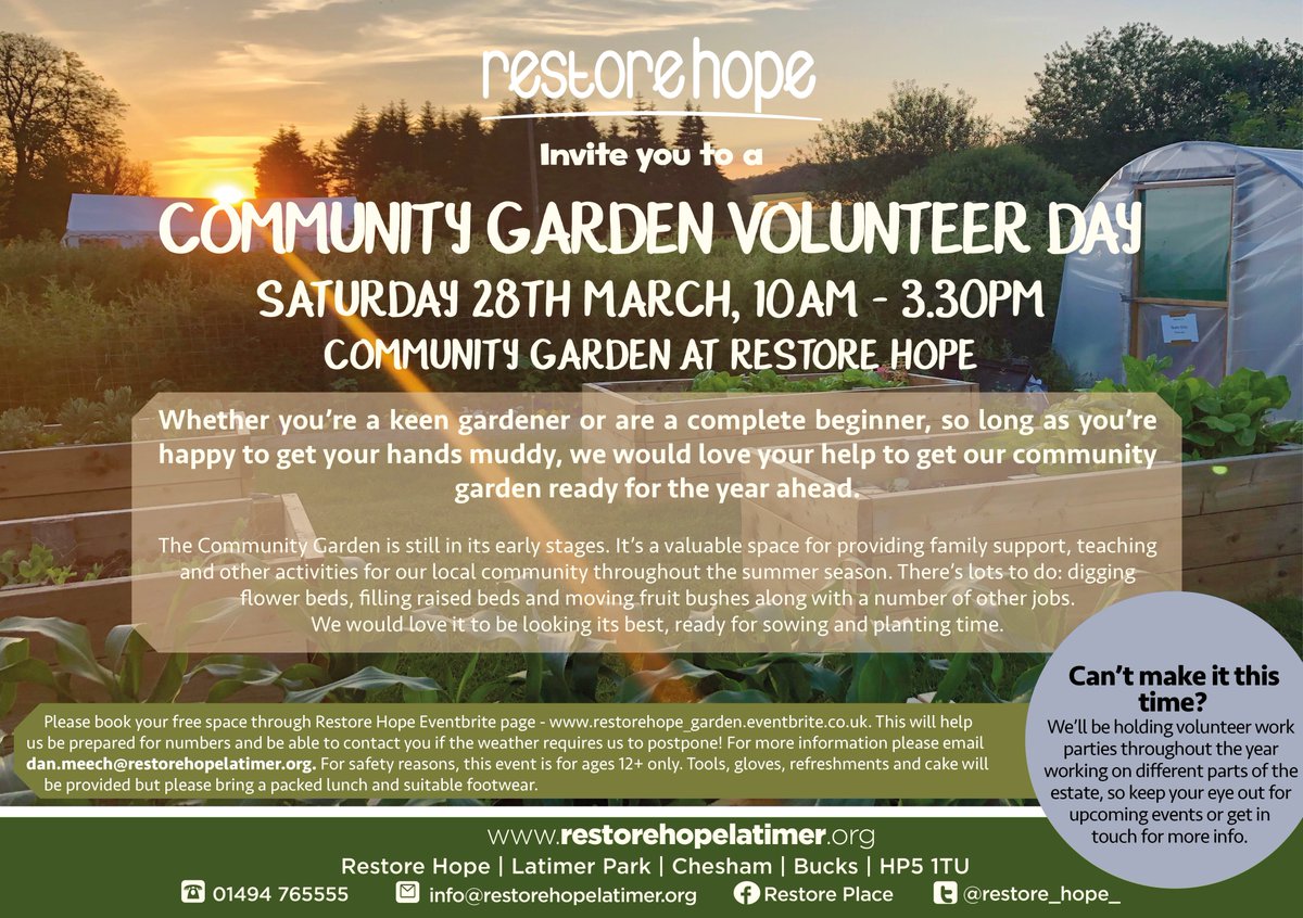 Fancy joining us for a community garden volunteer day in the beautiful Chess Valley? No experience necessary! All you need to know⬇️