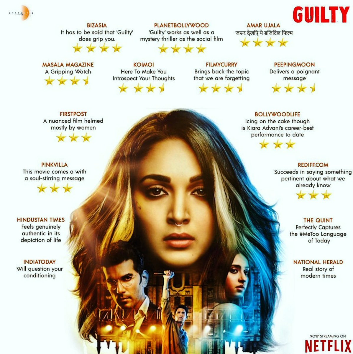 kunalvijayakar's tweet photo. It's wonderful to see the response #guilty has received. 

A heart wrenching mirror of the society we live in 😶 

#GuiltyOnNetflix #NetflixIndia #KiaraAdvani  #NetflixAndChill #GuiltyReview https://t.co/lOxm8xm1NU
