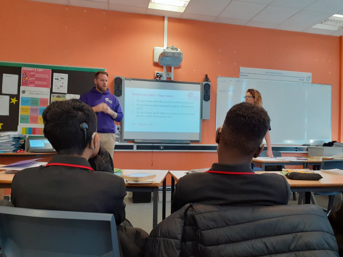 Our students have had a fantastic day learning all about the opportunities available for them in the @NDCS_UK My Future workshop. Thanks to the NDCS and @ListerCareers for making this happen. #DeafWorksEverywhere