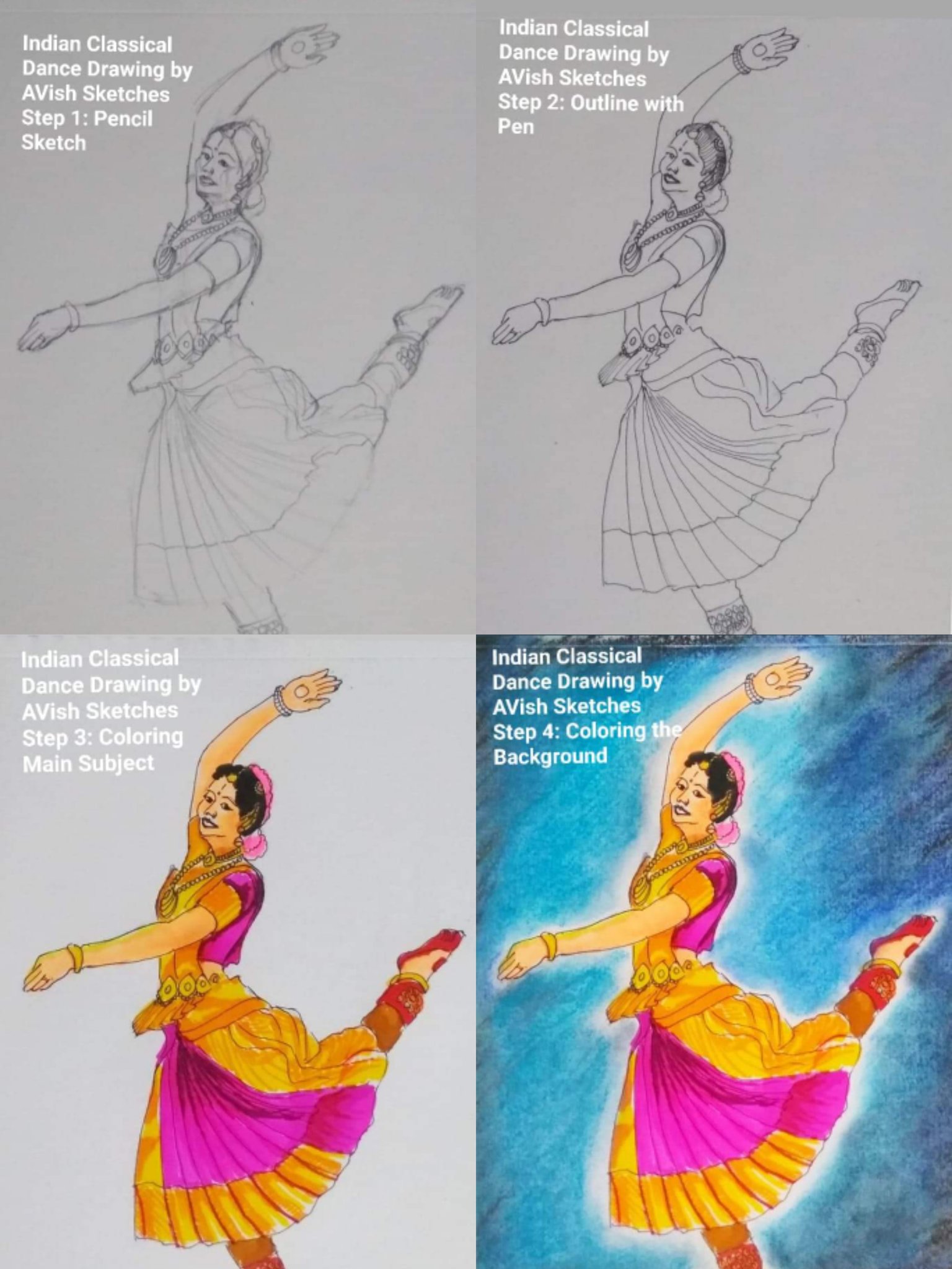 Kathak | How to draw classical dancer girl | Quick drawing and painting -  YouTube