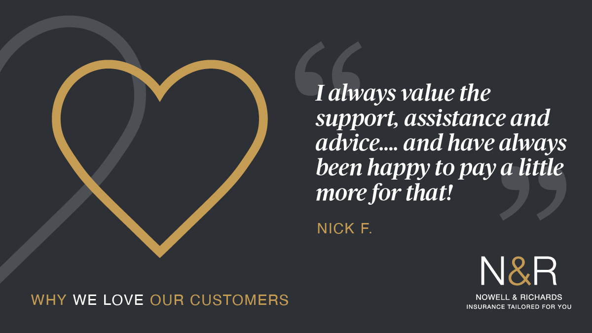 We love our customers here at Nowell &amp; Richards and we are always looking to support, assist and offer advice to the highest standard. Get in touch today if we can offer tailored #insurance for your needs. nowellandrichards.co.uk