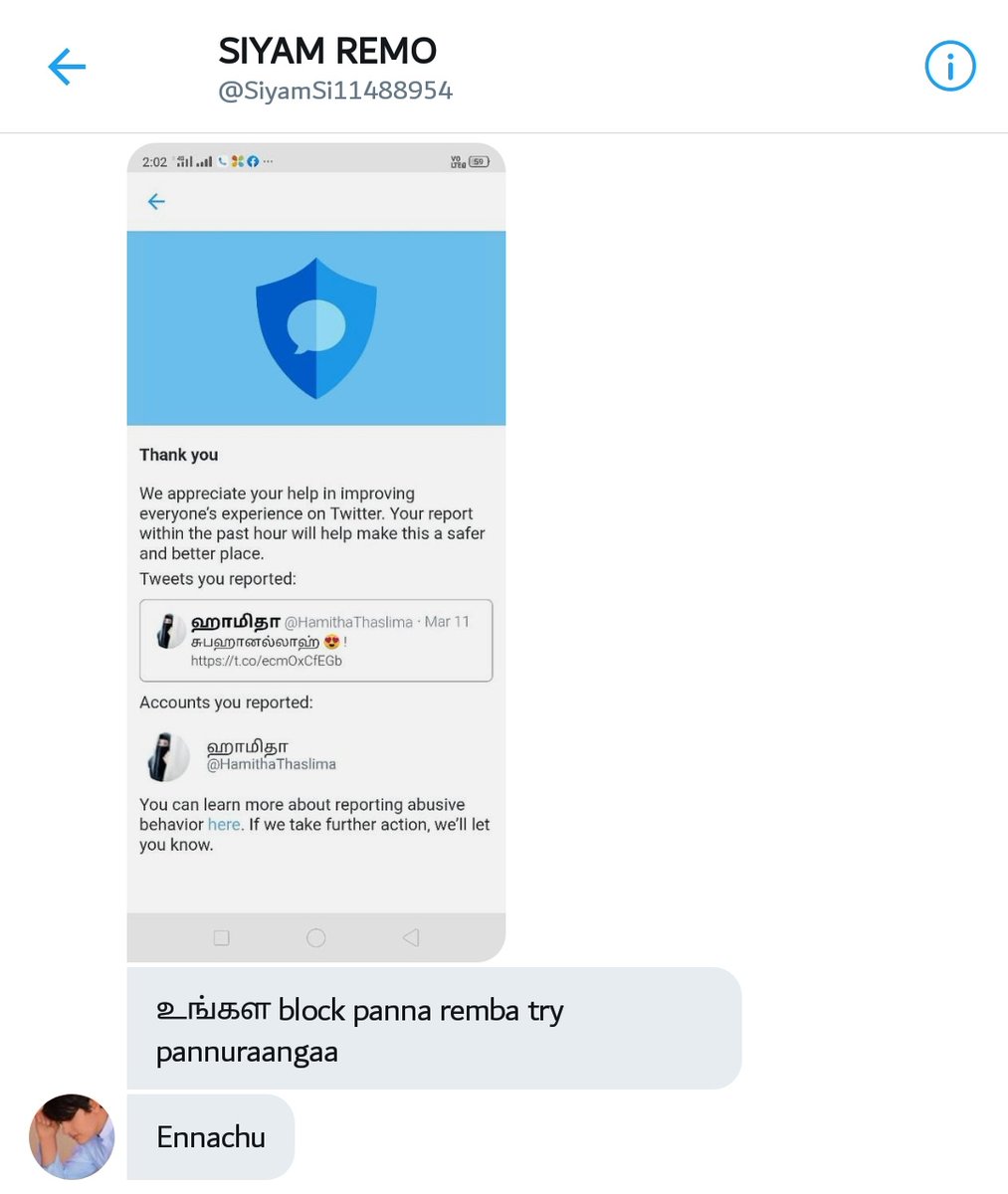 HamithaThaslima's tweet image. என்ன பிளாக் பன்ன டிரை பன்னுறீங்க போல சங்கிகளா. இவ்வளவு தான் உங்களின் வீரமா சரி சரி. ரிப்போர்ட் அடித்து என்னோட இந்த ஐடி போனால் என்ன என்னுடைய மூச்சு இருக்கும் வரையில் நான் பேசிக்கிட்டே தான் இருப்பேன் இந்த ஐடி இல்லை என்றால் இன்னொரு ஐடி அவ்வளவு தான் வித்யாசம். #CAA_NRC_Protests