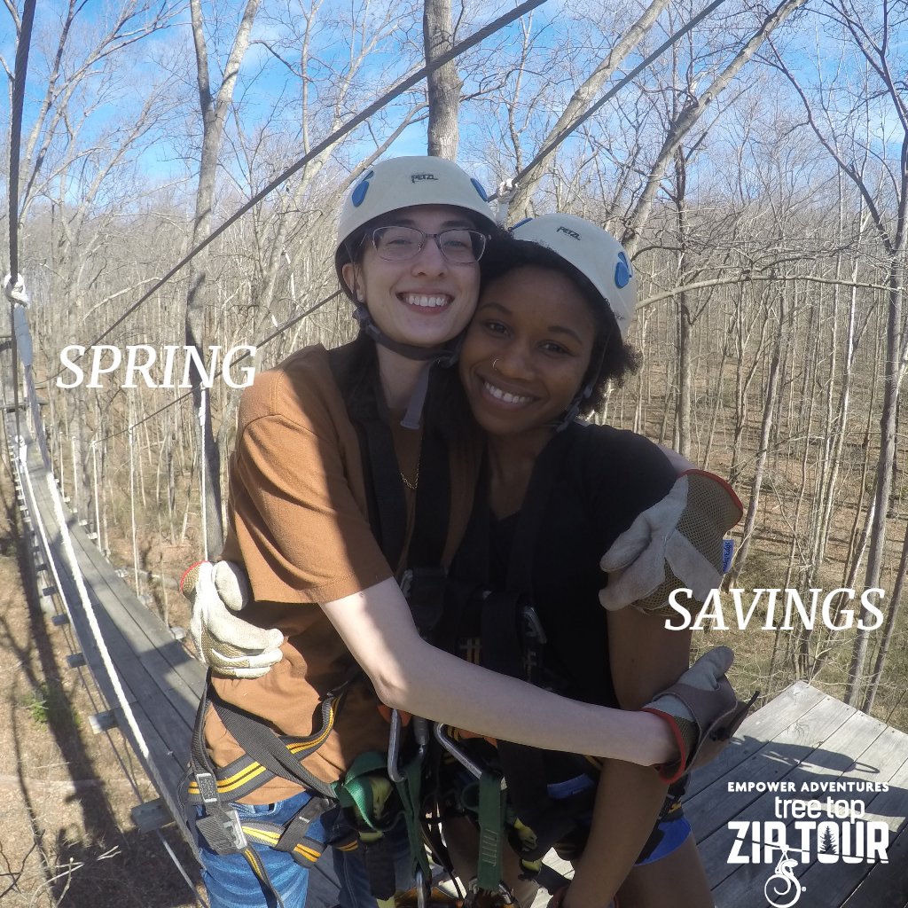 The countdown to Spring is on!! ONE.MORE.WEEK. 🙌 👏 😀 Celebrate the arrival of spring with us and enjoy our #springsavings!  Use promo SPRING2020 when you book your Zipline outdoor adventure and save 25%!  🌷 😎 #spring #sunshine #goodtimesoutside #empowerva #zipon