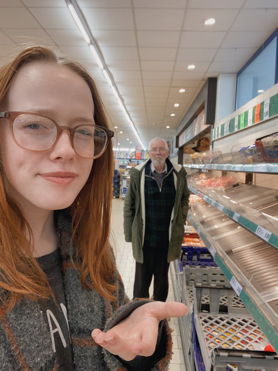 AmybethMcnulty's tweet photo. Everyone panic buying bread is making my grandad sad. 
#giveliamhisfruitloaf https://t.co/RyyHgfYFkk