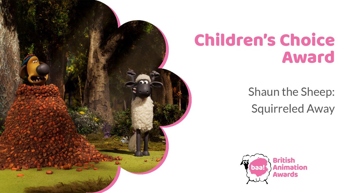 BAAwards's tweet photo. Congratulations to Shaun the Sheep: Squirreled Away, winners of the Children’s Choice Award #BAA2020 https://t.co/AQqo9ODtRA