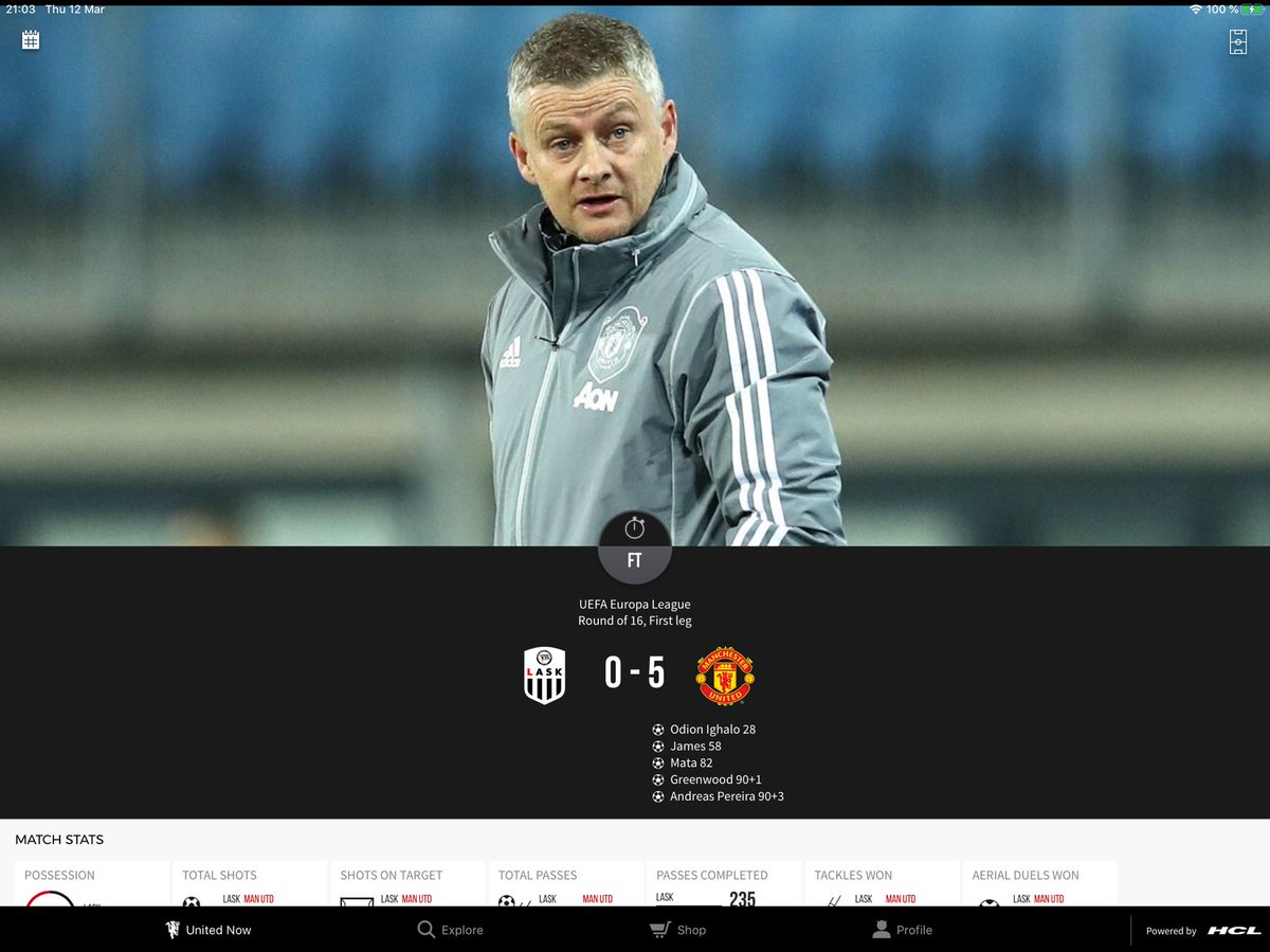 SnowydayUK3's tweet photo. Awesome @ManUtd won 5:0 behind closed doors @EuropaLeague #MUFC #EuropaLeague #OleIn #Olewetrust @OleGunnarSolsk5 know let’s win Spurs on Sunday https://t.co/4dJTIiB3g2