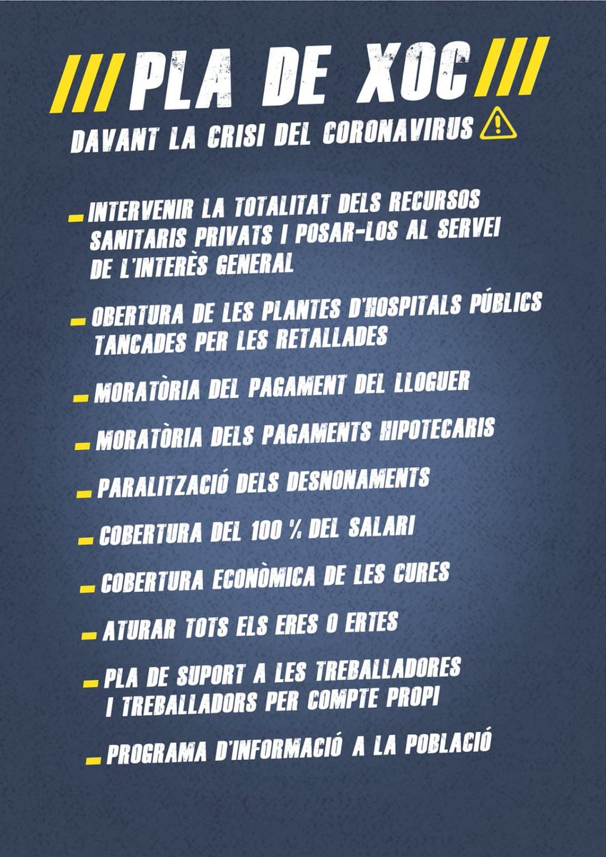 cridacridacrida's tweet photo. Exigim que la crisi del #Covid_19 no la paguem les més vulnerables: la classe treballadora. Per això reclamem el #PlaDeXocSocial en defensa dels nostres drets socials i laborals ✊🏻✊🏼✊🏽✊🏿 https://t.co/cBelqXSvCy