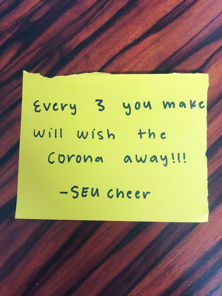 SEUcheerteam's tweet photo. Unfortunately we cannot travel with our @seumbasketball team this year. Swipe to see some inspirational notes we sent with them! We will be cheering our guys on from the Hilltop ๐๐ #SEUcheer #FearTheGoat #collegecheer #stedwards
#ncaadivisioniimensbasketball https://t.co/jZjaLk4UG8