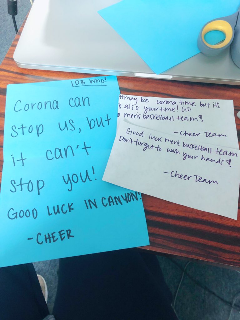 SEUcheerteam's tweet photo. Unfortunately we cannot travel with our @seumbasketball team this year. Swipe to see some inspirational notes we sent with them! We will be cheering our guys on from the Hilltop ๐๐ #SEUcheer #FearTheGoat #collegecheer #stedwards
#ncaadivisioniimensbasketball https://t.co/jZjaLk4UG8
