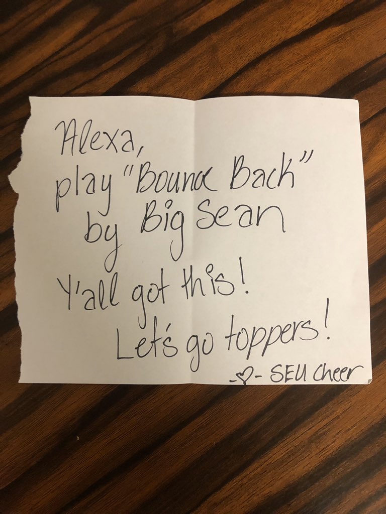 SEUcheerteam's tweet photo. Unfortunately we cannot travel with our @seumbasketball team this year. Swipe to see some inspirational notes we sent with them! We will be cheering our guys on from the Hilltop ๐๐ #SEUcheer #FearTheGoat #collegecheer #stedwards
#ncaadivisioniimensbasketball https://t.co/jZjaLk4UG8