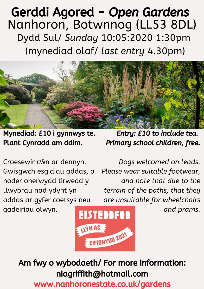 Dyma ddigwyddiad cyffrous i'ch dyddiadur! Am fwy o wybodaeth dilynwch y linc: nanhoronestate.co.uk/gardens?lang=cy
#yagym <a href="/eisteddfod/">eisteddfod</a>