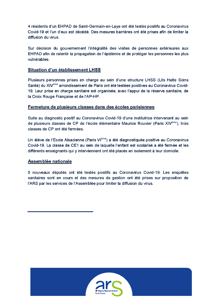ARS_IDF's tweet photo. #Coronavirus #Covid_19 : point de situation en Île-de-France (12/03/2020). 
Tous les points de situation à retrouver sur notre site : 
https://t.co/johkgV0TH4 https://t.co/RQWHHHJ0Vx