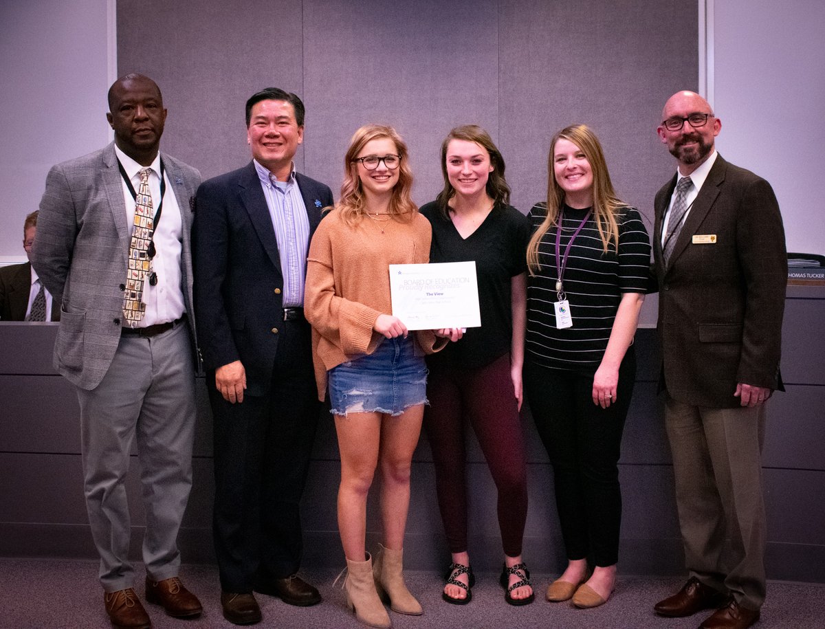 dcsdk12's tweet photo. On March 10, the Board of Education recognized these young journalists who are 2020 Crown Finalists for their school's publication(s).

Congrats to high schools:
@ChapRBCrew  ~ Golden Images
@cvhsEvents  ~ The View
@LegendTitans  ~ EPIC 
@RockCanyonHS  ~ The Rock &amp; Black &amp; Gold https://t.co/ZqowpeA4nK