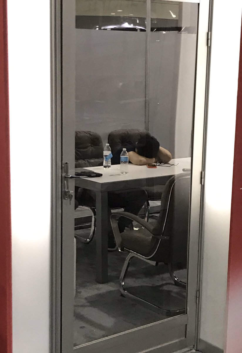 PalletWizard's tweet photo. 4 days at a trade show can be tuff! I thought I was exhausted until I saw this person. Were they crying, sleeping...crying in their sleep?! @PalletAlliance had a great #MODEX2020 with partners @CalAmp @Viaanix1 and @BtB_Marketing #IoT #pallets https://t.co/lPRjDSSDlM