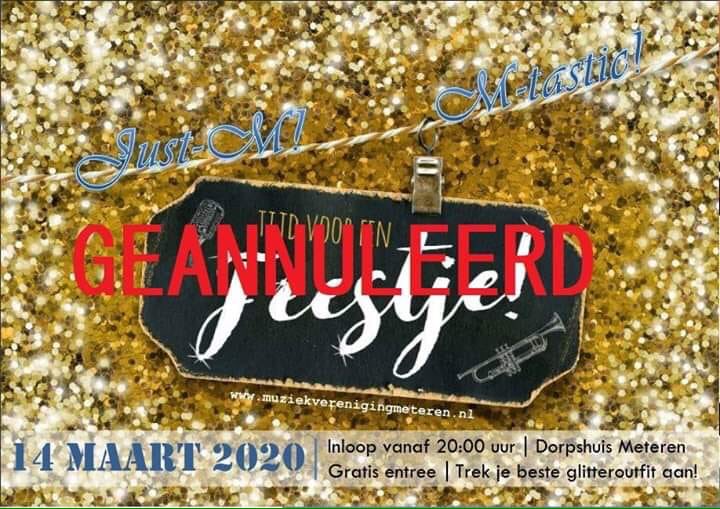 Ook het Glitterfeest in Meteren met M-tastic! en Just-M! gaat niet door ivm het coronavirus.