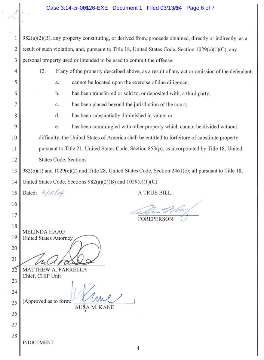 With respect to Nikita Kislitsin - I wasn’t being dramatic, almost 6 years to the date.On March 2, 2020 his indictment was unsealed (see next tweet)March 13, 2014United States v. Kislitsin Case No: 3:14-cr-00126INDICTMENT as to Nikita Kislitsin https://ecf.cand.uscourts.gov/doc1/035019021228?caseid=275433