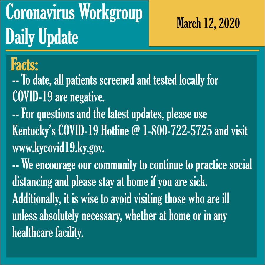 kellydeannews (@kellydeannews) on Twitter photo Despite some rumors ... there are NO confirmed COVID-19 cases in Bowling Green/Warren County region at this time. This update just in from the Coronavirus Workgroup which debriefs over the phone daily. <a href="/CityofBGKY/">Bowling Green KY</a> Despite some rumors ... there are NO confirmed COVID-19 cases in Bowling Green/Warren County region at this time. This update just in from the Coronavirus Workgroup which debriefs over the phone daily. <a href="/CityofBGKY/">Bowling Green KY</a>