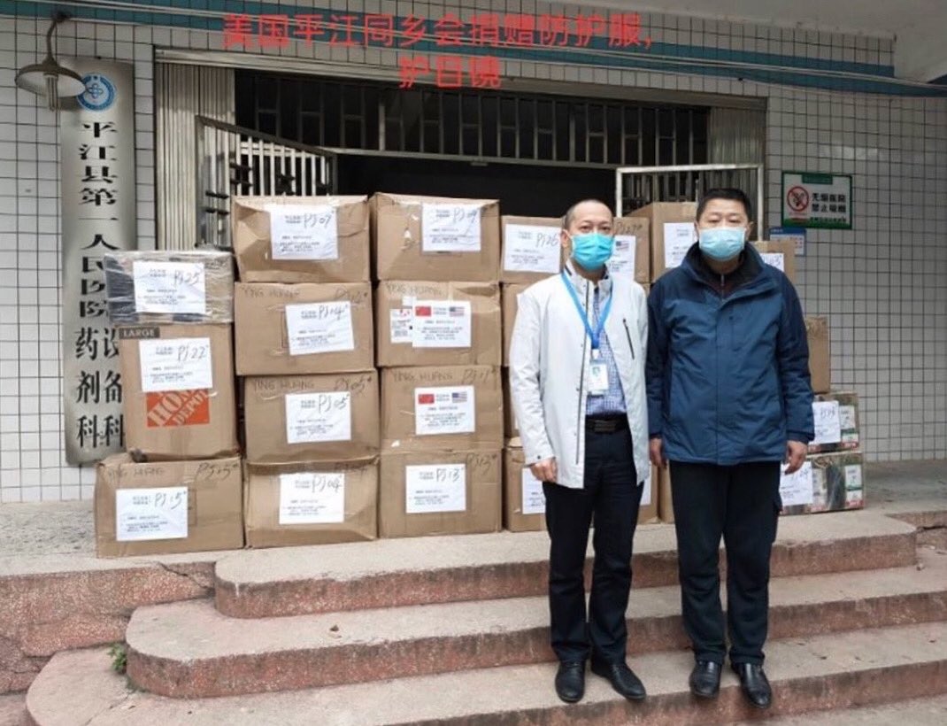 The CEO and President of the Hospital in China with our Florida Coast masked and all the cartons in the back are our Green mountain boxes, filled with our face masks and protective wear. our new line of 2020 Florida Coast Virus and Disease Suits is our now! #corona #virus #usa