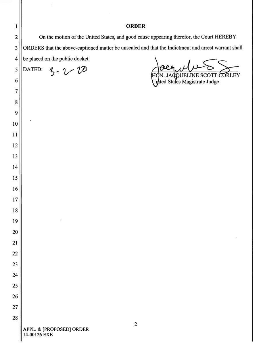 3/2/2020 Order unsealing Kislitsin’s indictment, it’s not that surprising given it was relatively close to the beginning of Nikulin Criminal TrialNotable 2014 indictment alleges they hacked google. IMO the MiL is the govt doesn’t want the door open HoMs https://ecf.cand.uscourts.gov/doc1/035019021211?caseid=275433