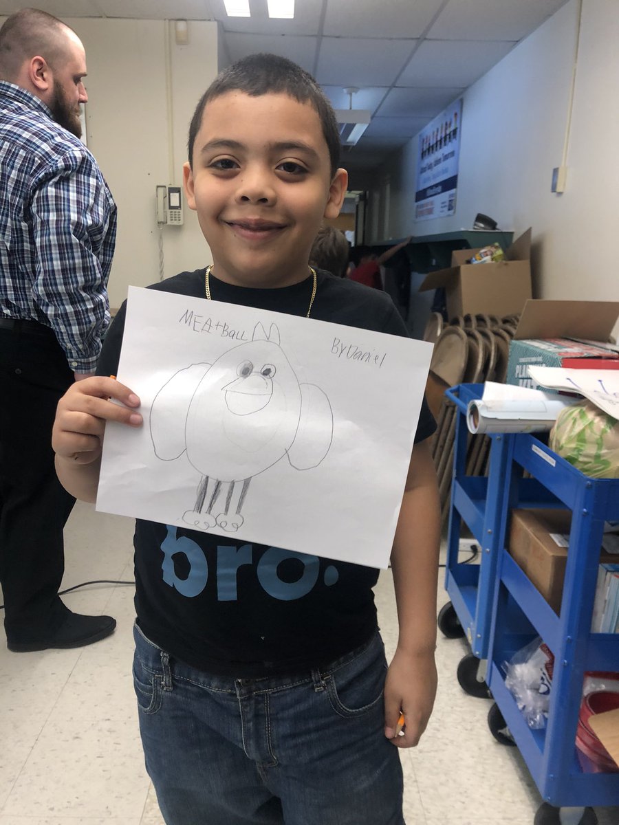 nnagle118's tweet photo. Students were excited to join in on illustrating their very own “Meatball”. 🐥🍝 Thank you to local author Meredith Lesney and illustrator Felicia Parrish for joining us today! https://t.co/Md0cfwcW4B