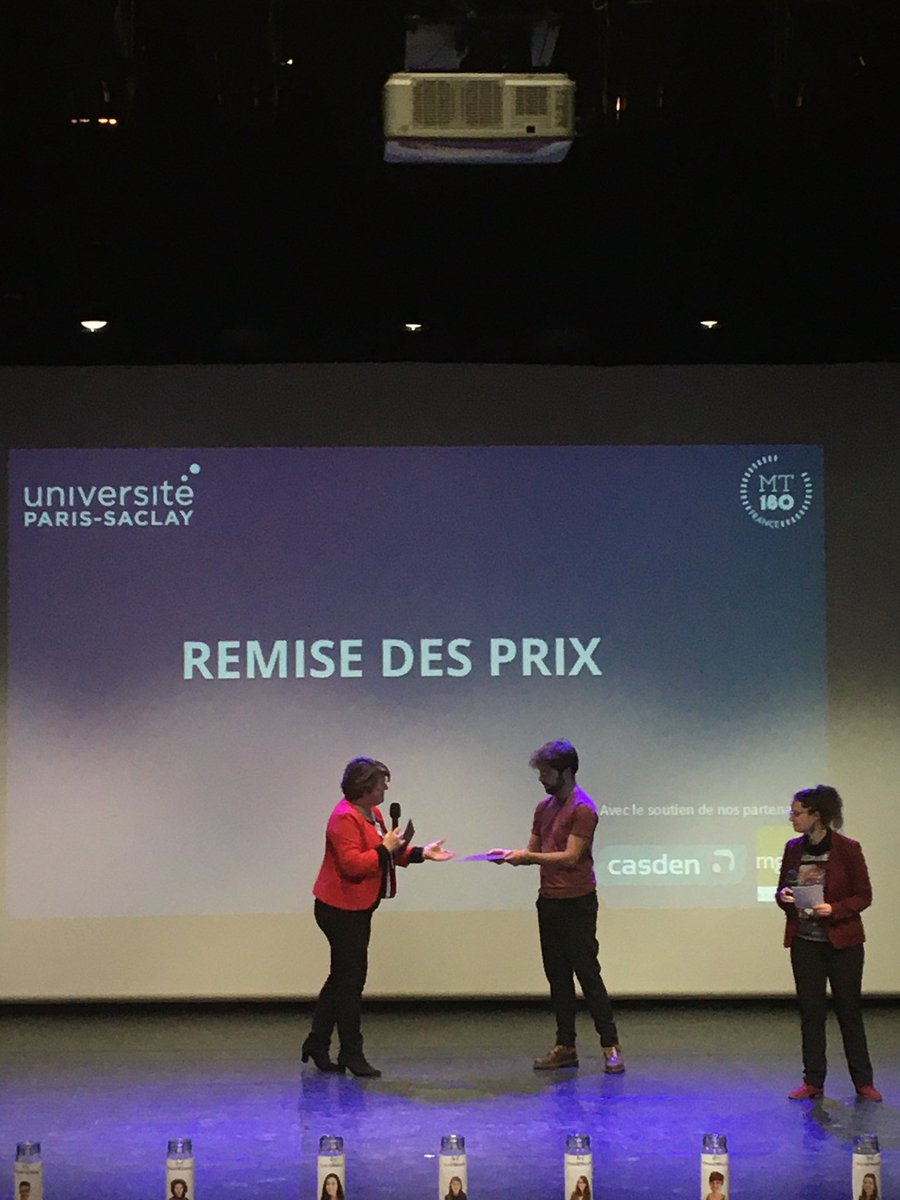 #MT180 

🥇🏅Mathis GUIDET remporte le prix du jury ainsi que le prix du public de la #finale #MT180. 

Un grand bravo à lui pour cette belle prestation de ce soir. 

#UPSaclay #finale