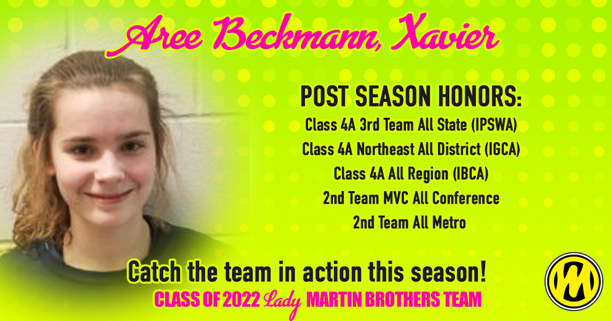 Congratulations Aree Beckmann, Xavier, on your post season honors. We can't wait to watch you and the Martin Brothers 2022 team play during this summer's club season!  

#classof2022 #girlsbasketball #martinbrothers