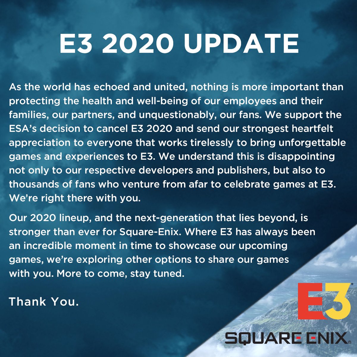 Square Enix on Twitter: "An important E3 2020 update from us… "