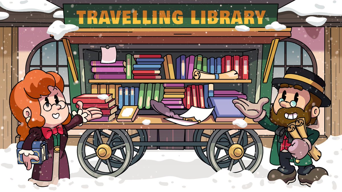 IdleFrontier's tweet photo. The Traveling Library is visiting town, what is your favorite genre?

Available now through March 17! https://t.co/DBbuZgIOSC