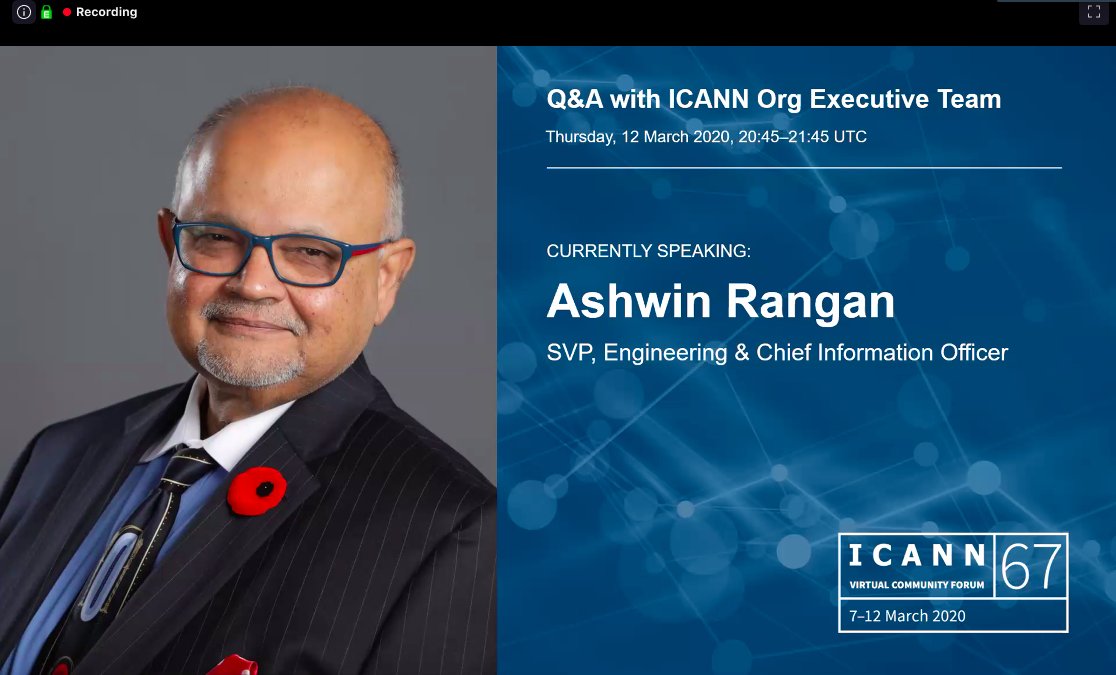 dkissoondoyal's tweet photo. #ICANN67 #vMeeting - Q&amp;A with ICANN Org Executive Team in progress.
Session details - https://t.co/2LrPbKDBTj
Join-in link - https://t.co/yTekGu45ym
#ALAC67 @ICANNAtLarge https://t.co/CgKaxy9Jkn