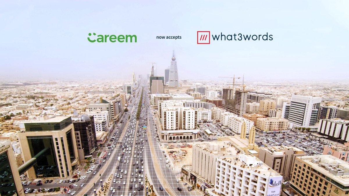 aerial shot of main road in Riyadh. Careem now accepts what3words.