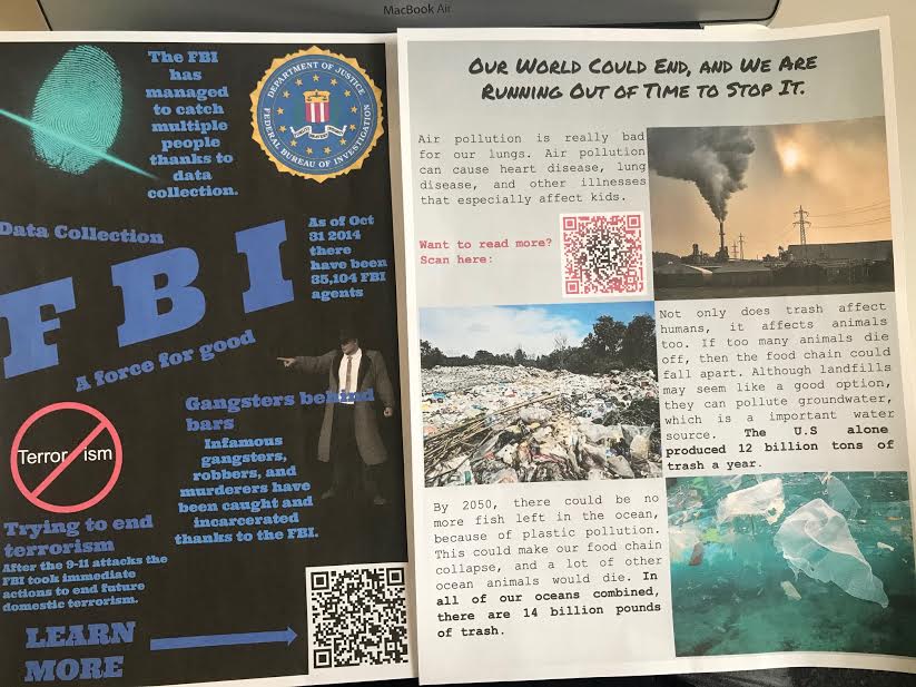Grade 7 infographics are coming out really well! Students have taken on some serious issues. Students have been making great use of design principles and web-based software.  Looking forward to seeing the rest roll of the presses! #ecs #BrooklineInnovates
