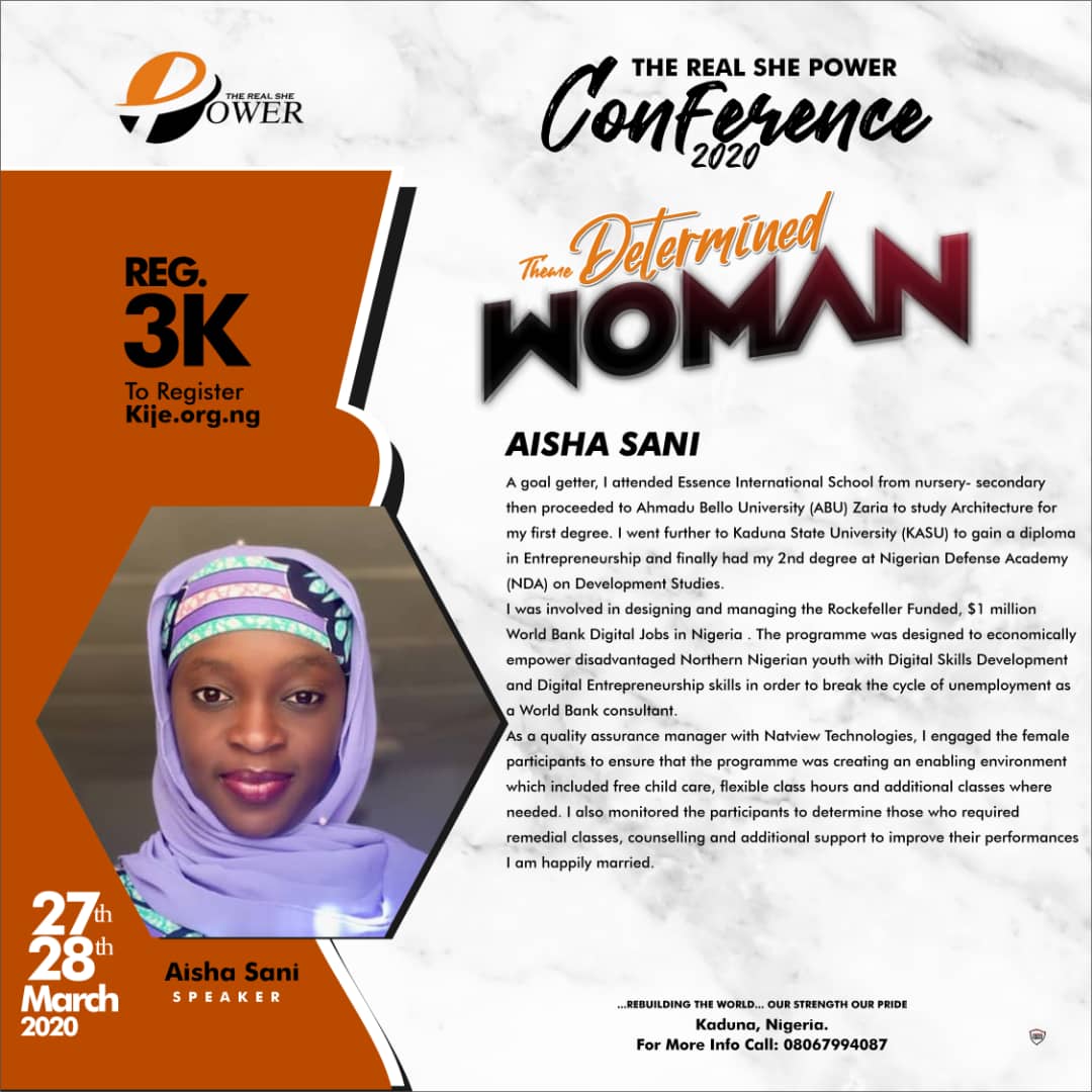 TheRealShePowe1's tweet photo. Meet Aisha Sani Determined Woman @Roys_Foundation @Real_jaeflex @iamRayYari @UN_Women https://t.co/t8KMopTqDX