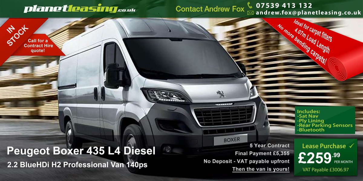 LEASE_EXPERT's tweet image. We have an offer on a Peugeot Boxer 435 L4 2.2 BlueHDi H2 Professional 140ps which is ideal flooring specialists as it has a load length of 4,070mm at floor level. Limited stock, let me know how you want the quote run.