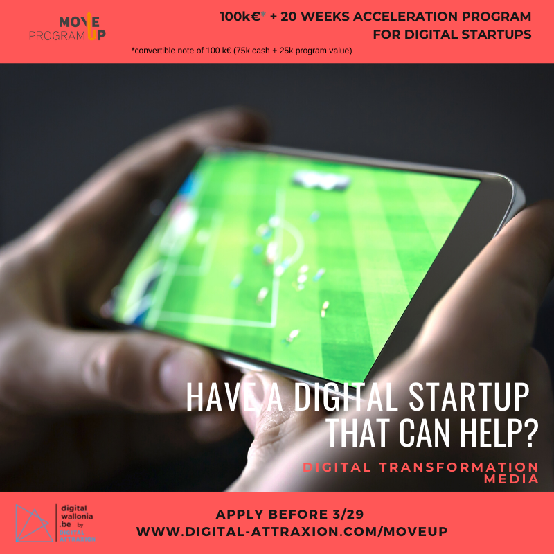 Do you have a #Digital #Startup active in the #Media Industry! 
May your solution solve one of the challenges of our Corporate partners ?
Apply now to the #MoveUp #AccelerationProgram
⏱  Applications are open on buff.ly/3aM2pHA until March 29th 😍