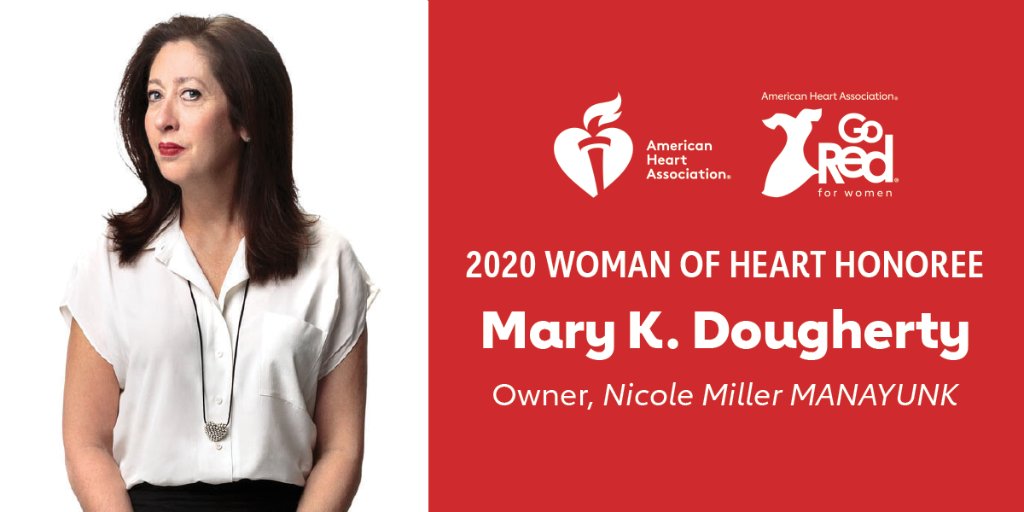 Because of her #philanthropy and dedication to the well-being of women in #Philadelphia, Mary Dougherty (owner of @NM_Philly) will be honored as the 2020 #GoRedforWomen “Woman of Heart” at our annual GRFW luncheon on May 8 at the Crystal Tea Room. ❤️❤️