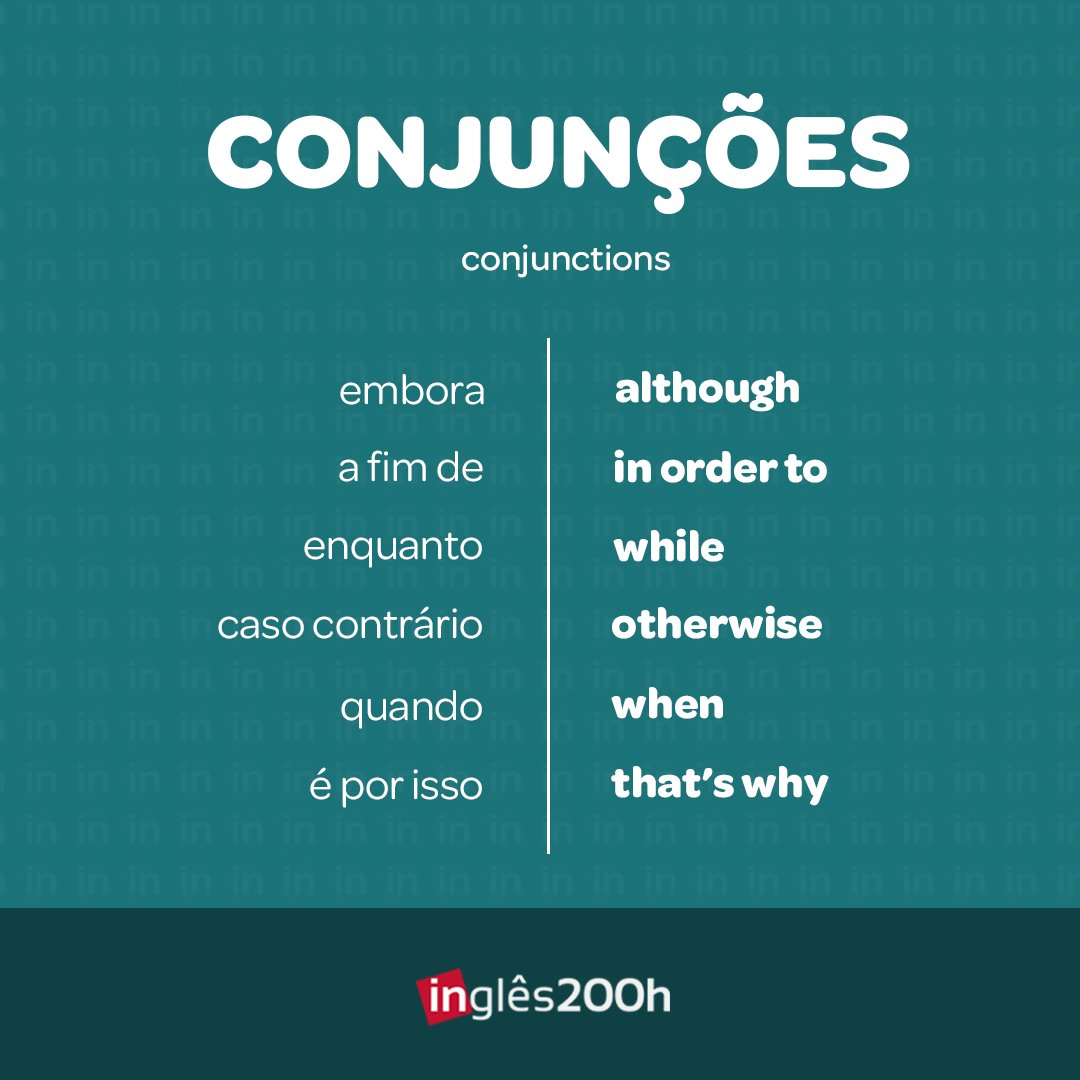 AS PRICIPAIS CONJUNÇÕES EM INGLÊS