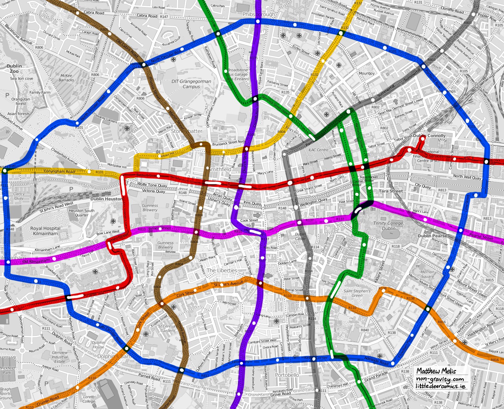 Luas Lines Dublin Map Twitter 上的 Matthew Melis："Anxious About Politics Lately So Here's A New  Version Of My Hypothetical Future Luas Map. If Dublin Took The Billions It  Wants To Spend On An Underground Metro And