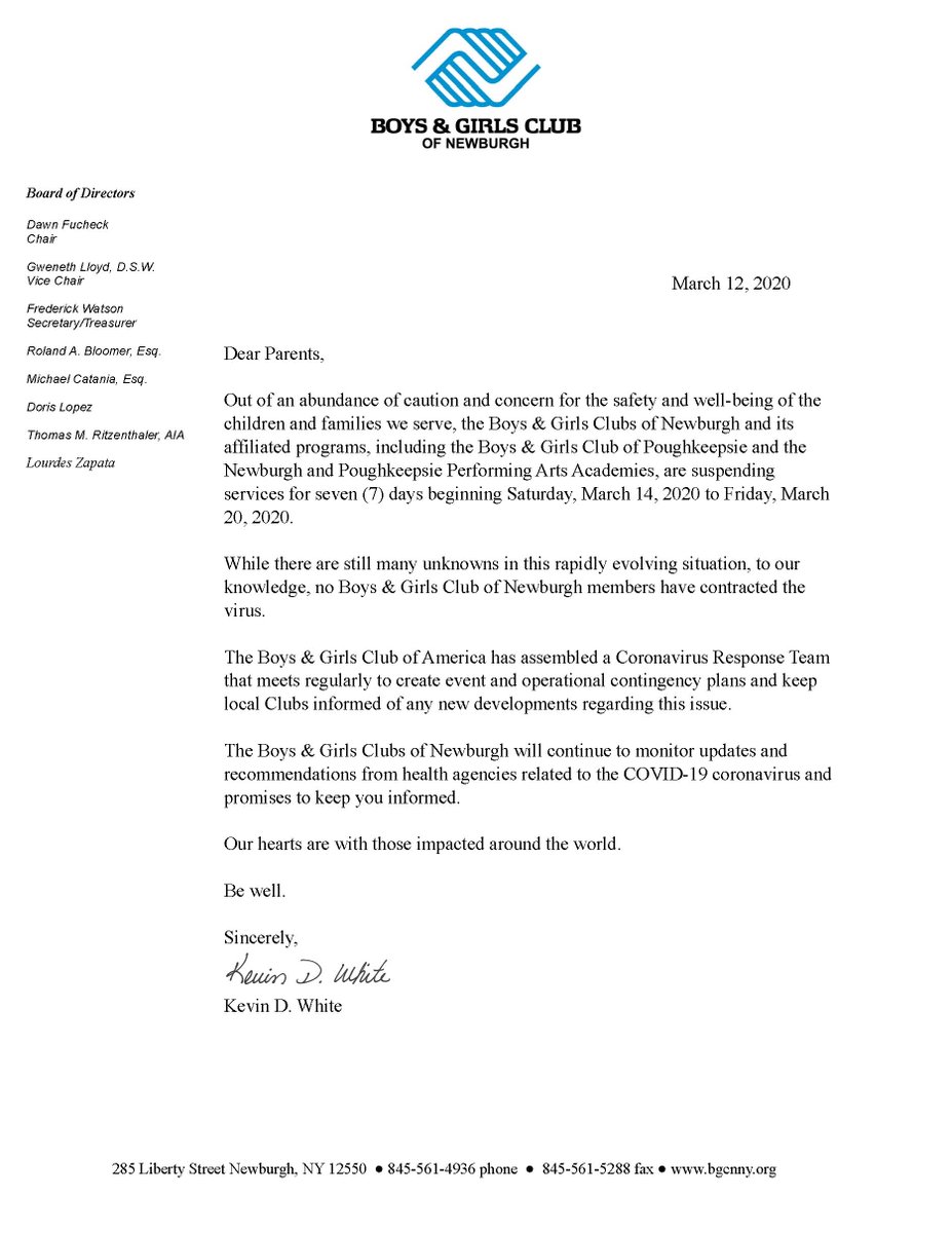 PPAA_pk's tweet photo. A letter from Executive Director, Kevin D. White on the Boys &amp; Girls Club of Newburgh's response to COVID-19 (coronavirus). https://t.co/CrqJ1EyGkc