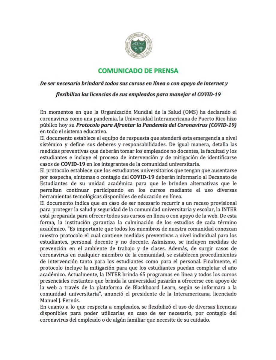 interpuertorico's tweet photo. [AVISO IMPORTANTE] Publicamos nuestro protocolo para afrontar la Pandemia del Coronavirus en todo el sistema educativo. Puedes leer el documento aquí: https://t.co/1hwpOQogh2 https://t.co/uVf7Lri27n