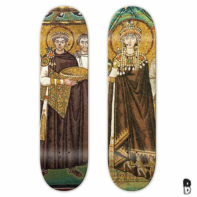 Giustiniano e Teodora in versione skate, cosa ne pensate? Saranno prodotte da <a href="/bonobolabo/">Bonobolabo</a> 
#skateboard #skateboarding #skateboardingisfun #ravennatoday #ravennatourism #ravenna #igersravenna #turismoer #romagna #emiliaromagna #teodora #giustiniano #mosai… ift.tt/33bmeVS