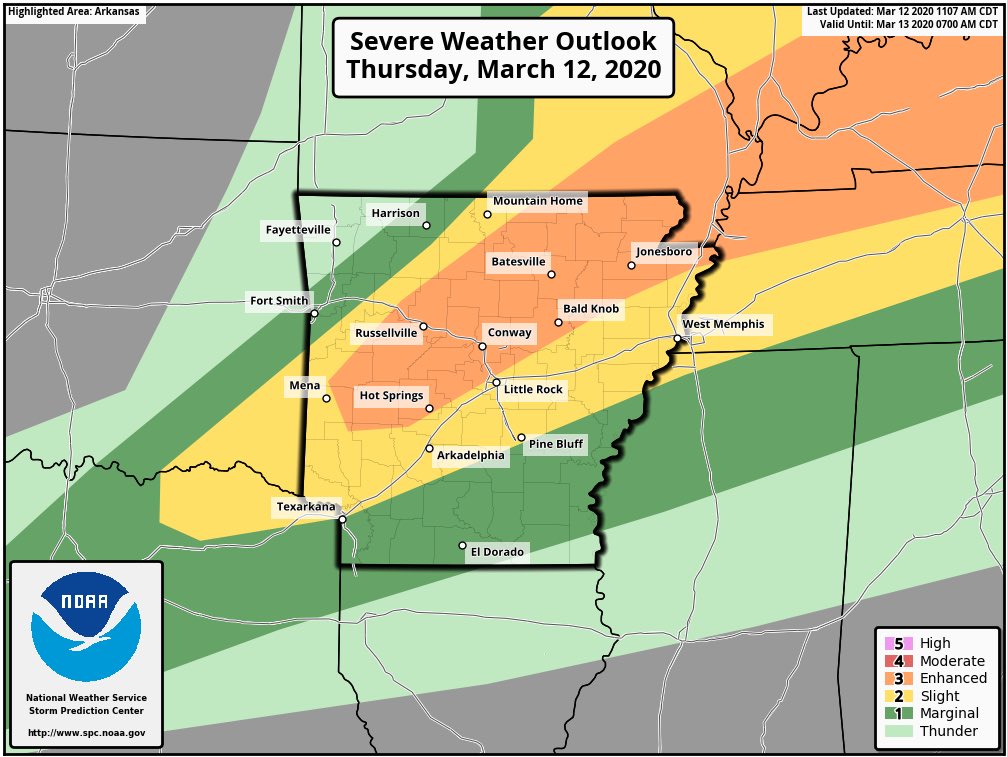 weatherdan's tweet photo. NEW: Enhanced Risk for severe storms with hail & possibly tornadoes now includes parts of central Arkansas. Storms should develop after 5pm. #ARwx
The preparation & planning for a severe weather event at #ARIWT might be put into practice today. @ChiefKeith @JeffBaskinFOX16 https://t.co/a3rYPPawpD