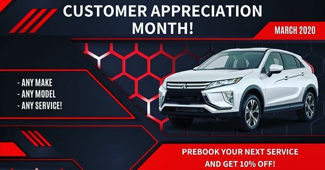 tricitydrives's tweet image. March 2020 is Customer Appreciation Month @tricitydrives! Book your next service appointment and get 10% off parts and service! PLUS prebook for future months and still get the savings! #tricitymitsubishi #anymake #anymodel #anyyear #dealsdealsdeals ift.tt/3aQPiF2